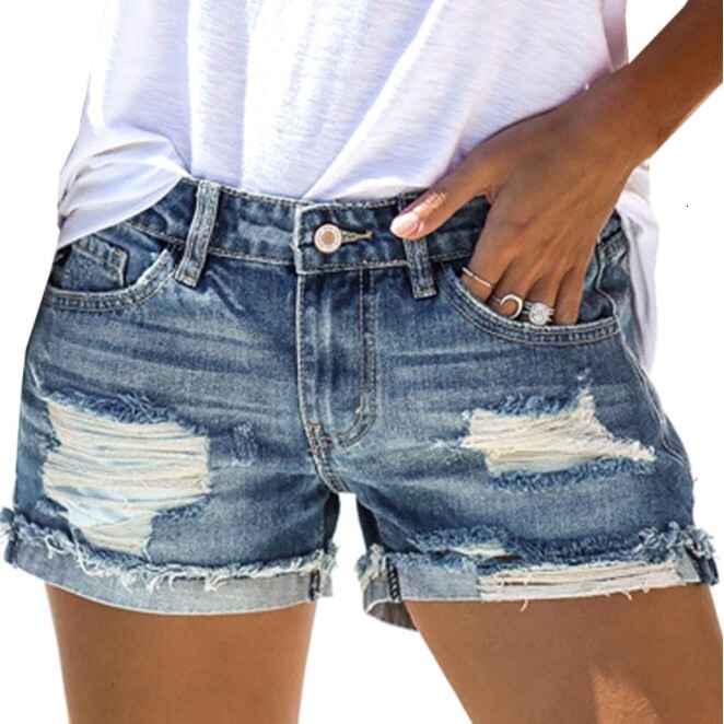 2020 Fashion Women Summer Denim Shorts With Holes