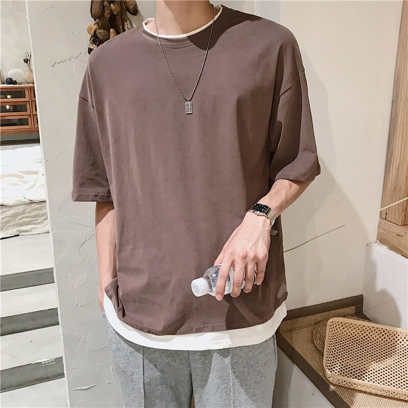 t shirt Men Oversize Korean Short Plus Size Half Sleeve t-shirts Plain Clothes Fashion Tops T-shirt bu man shirts