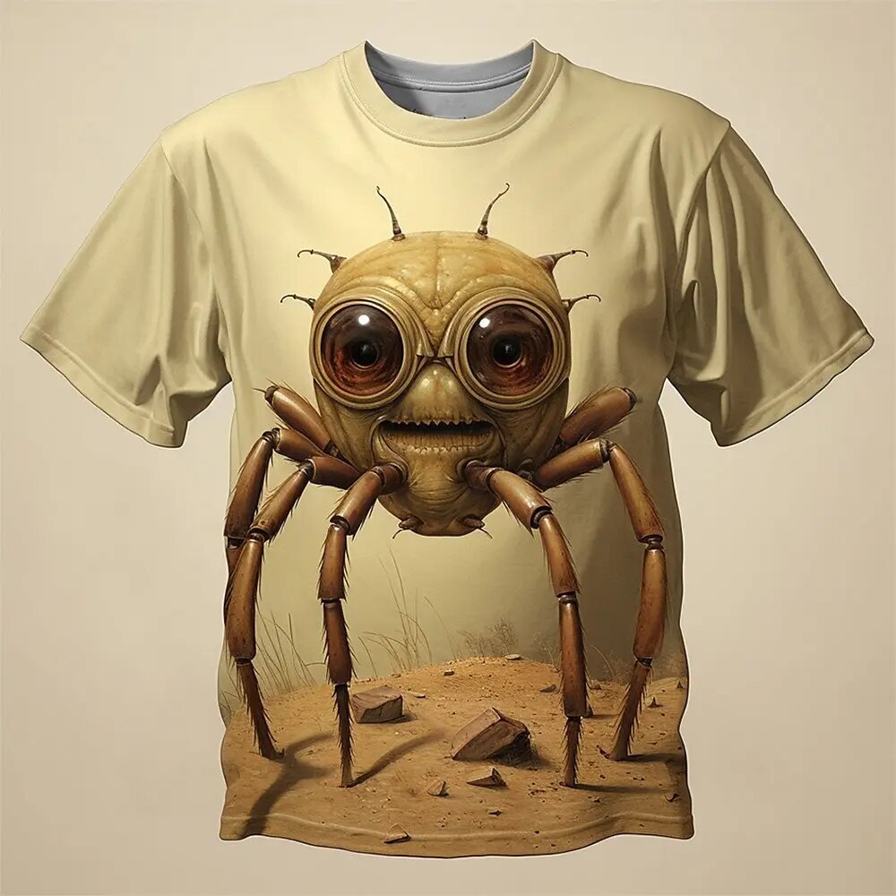 Skull T-Shirts For Men 3d Spider Print Street Designer Men's Clothing Daily Casual Short Sleeves Tops Loose Oversized Sweatshirt