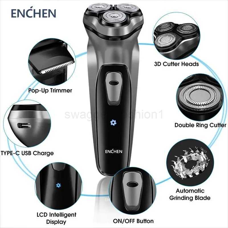 ENCHEN Blackstone Electrical Rotary Shaver for Men 3D Floating Blade Washable Type-C USB Rechargeable Shaving Beard MachineBw240709