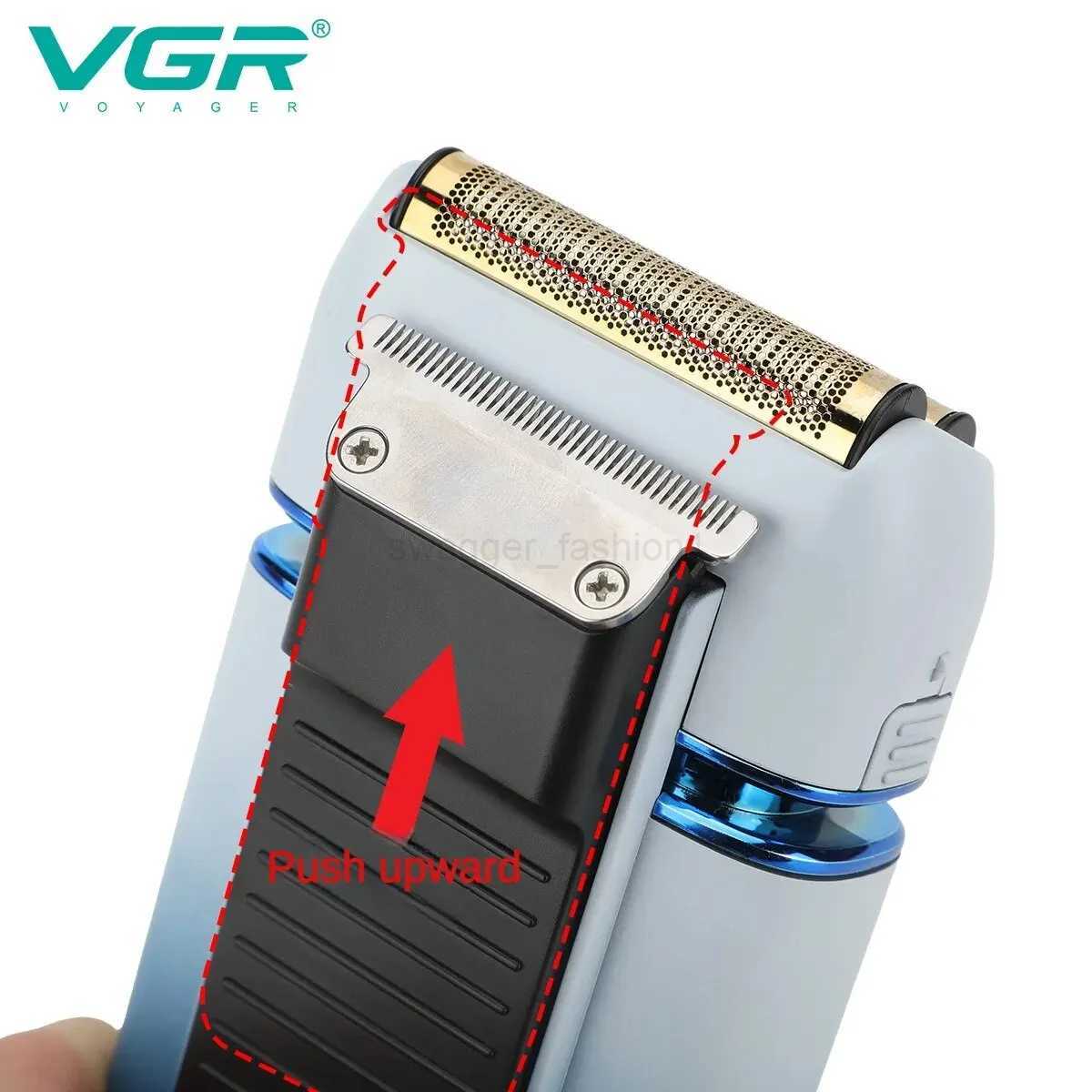VGR Foil Shaver Professional Electric Shaver Washable Razor Rechargeable 2-Speeds LED Display Travel Lock Trimmer for Men V-362B240709