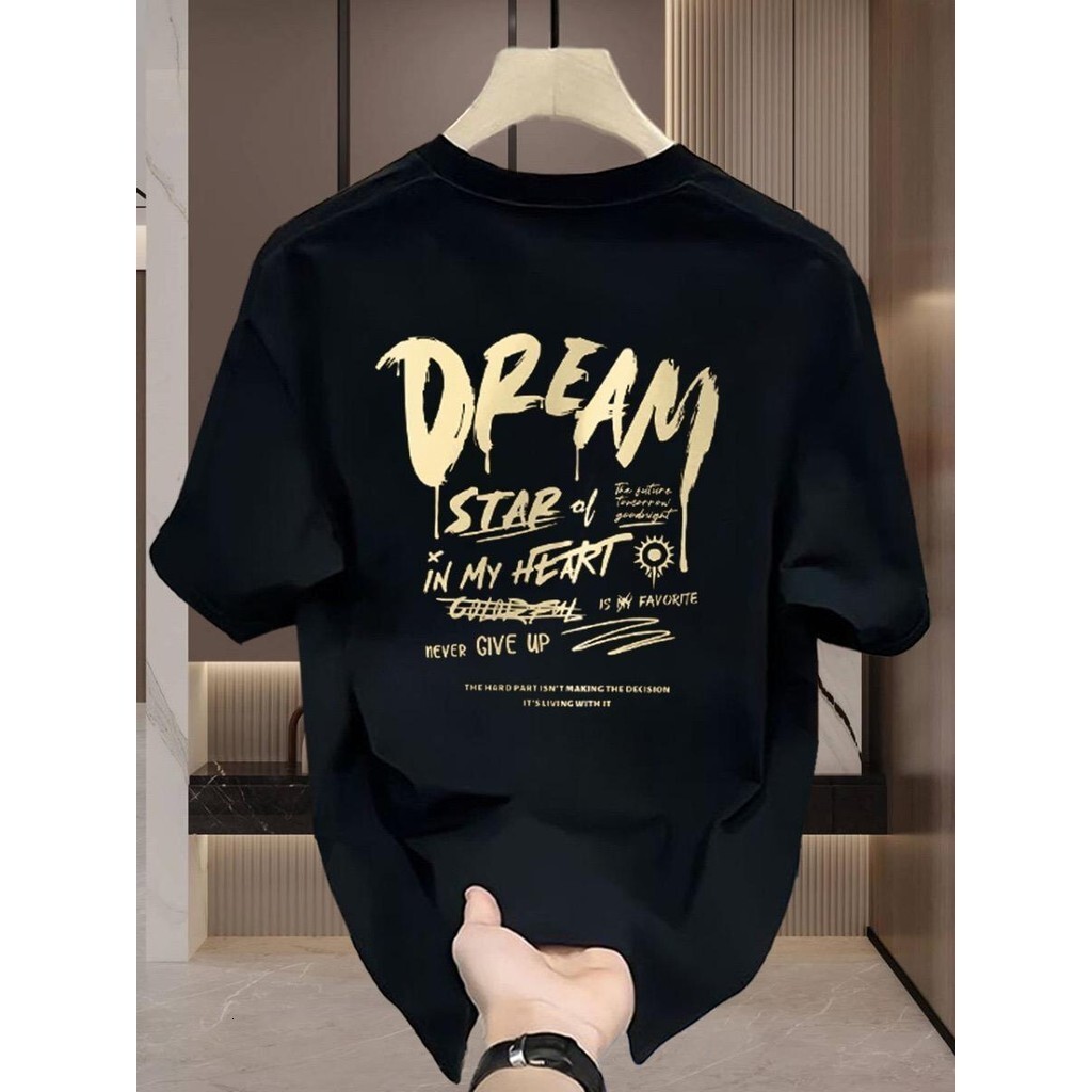 Korea COD, DREAM, 2024 fashion trend, 100% pure cotton new short sleeved printed letter T-shirts, Kuala Lumpur local store, free shipping, COD
