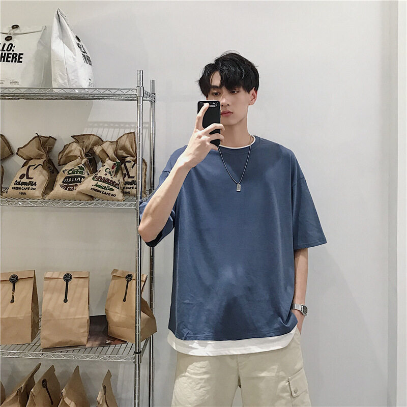 t shirt Men Oversize Korean Short Plus Size Half Sleeve t-shirts Plain Clothes Fashion Tops T-shirt bu man shirts