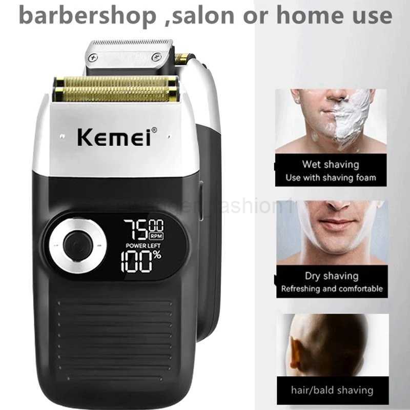 Kemei Electric Shaver for Men Waterproof Twin Blade Reciprocating Cordless Razor USB Rechargeable Shaving Machine Barber TrimmerB240709