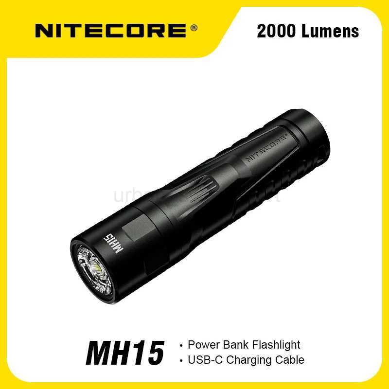 NITECORE MH15 2000 Lumens Flashlight Night Walks Camping Emergency Lighting USB-C Charging CableCL240718