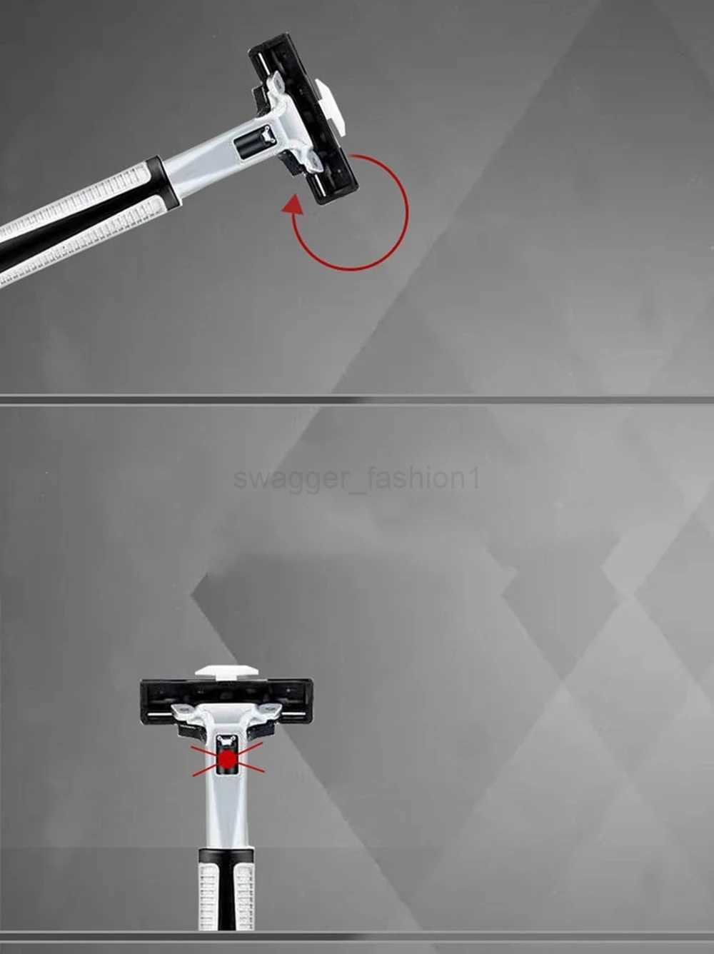 Wholesale Manual Razor Two Layers Shaver Old Fashioned Knife Holder Beard Face Body Hair Remover Double Blades Mens RazorB240709