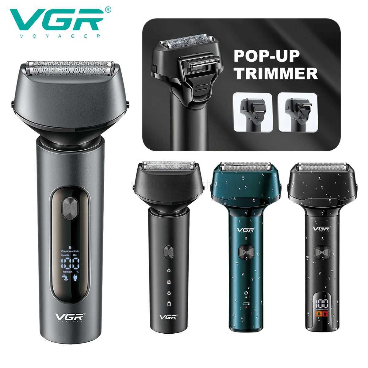 VGR Foil Shaver Professional Beard Trimmer IPX7 Waterproof Electric Razor Shaving Machine for Men V-370 V-371 V-380 V-381B240709
