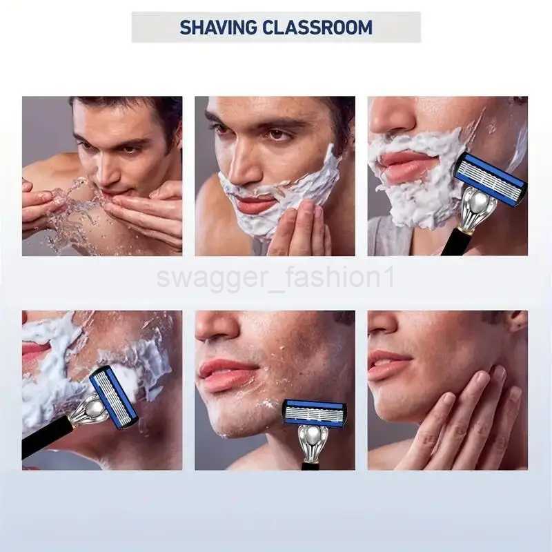 Classic mens shaver stainless steel mens manual shaver 6-layer shaver washable and reusableB240709