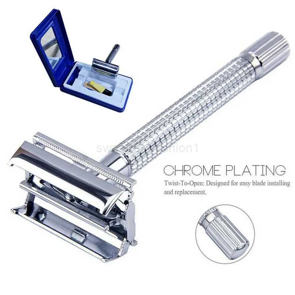Mens Traditional Classic Double Edge Beard Hair Shaving Safety Razor Shaver + Blade + BoxB240709
