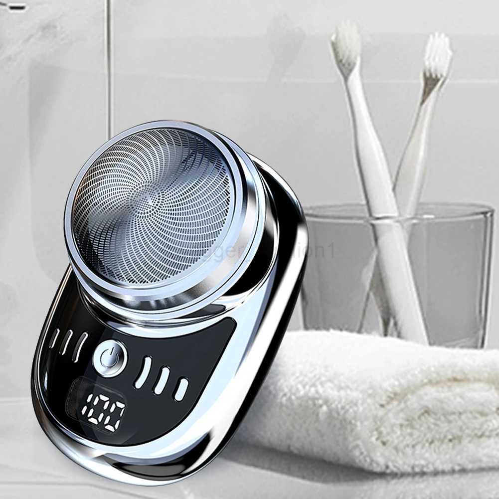 Men Mini Electric Travel Shaver with Digital Display Face Beard Trimmer Washable Rechargeable Shaver Pocket Size Portable ShaverB240709