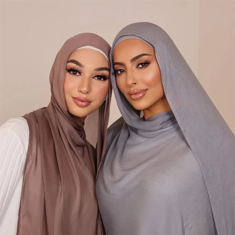 Soft 100%Viscose Solid Color Scarf Fashion Wide Edge Thin Hijabs High Quality Foulard Femmes Musulmane Headscarf Voile Jersey 240717