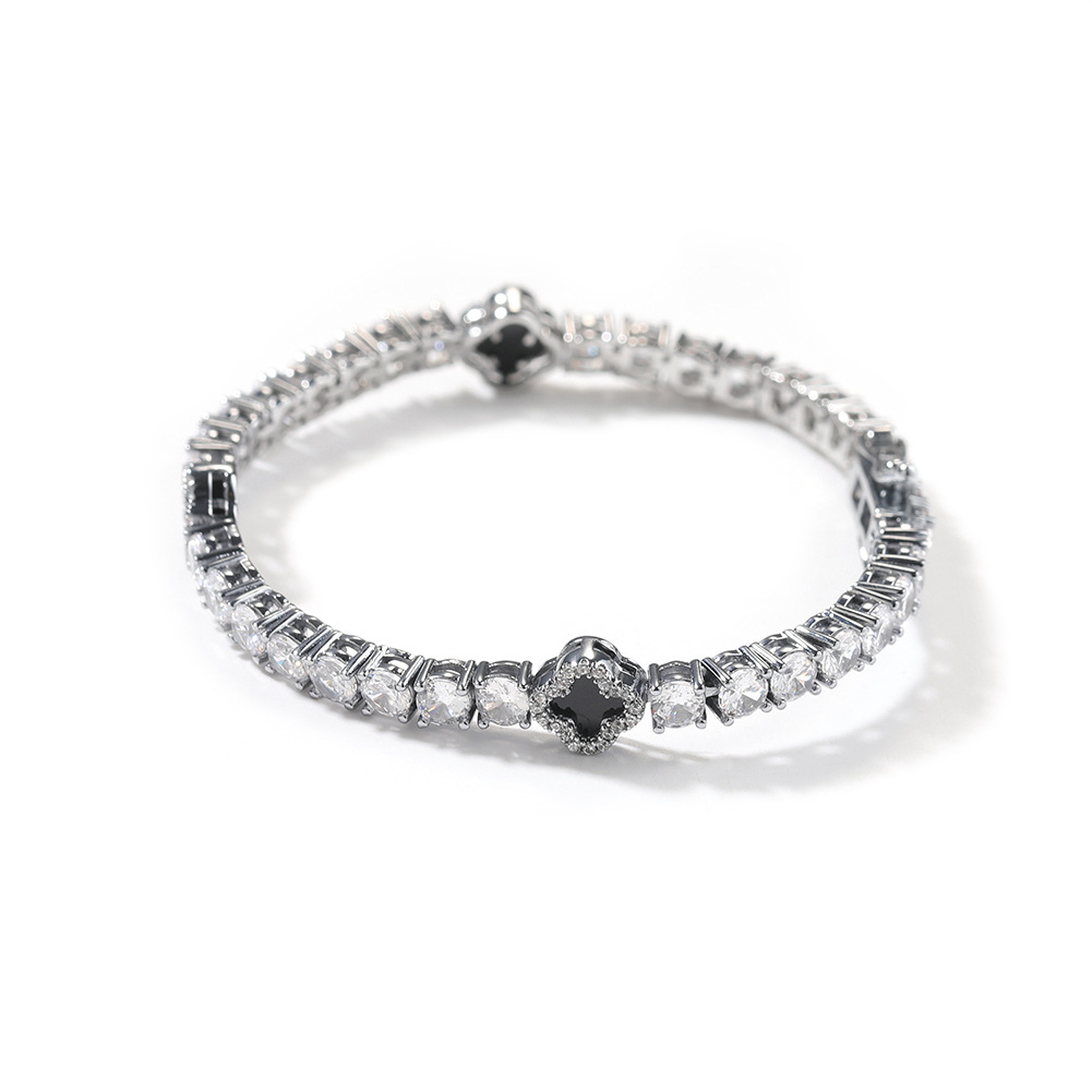 Hip Hop Cross Flower Tennis Chain Necklace Bracelet 5A Zircon Women Mens Jewelry