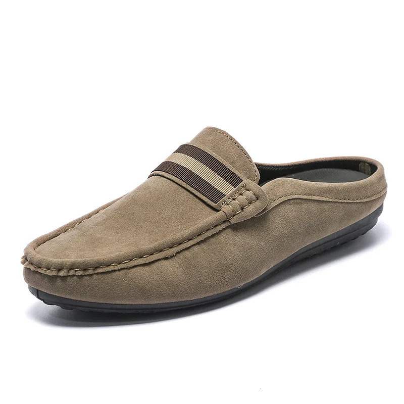 Lefu Shoes Mens Lightweight Bean Shoes Summer One Step Push lazy Breathable Casual Half Support Slippers for men 240718