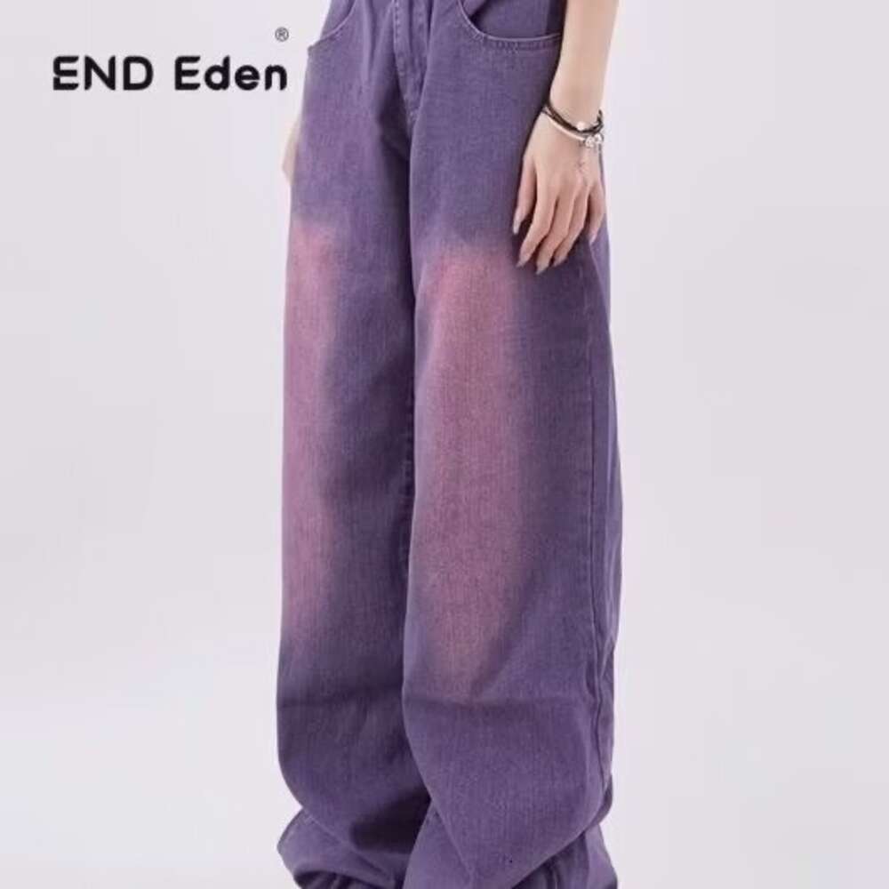 Jeans for boys, spring washed loose straight men's pants, trendy brand American high street wide leg casual
