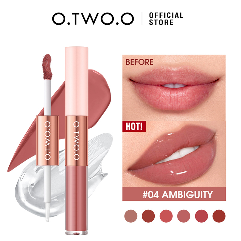 Matte Lipstick Double Head Lip Coat 24HR Non-stick Cup Lip Gloss Tint Plumper Long Lasting Waterproof Lipstick Makeup 240713