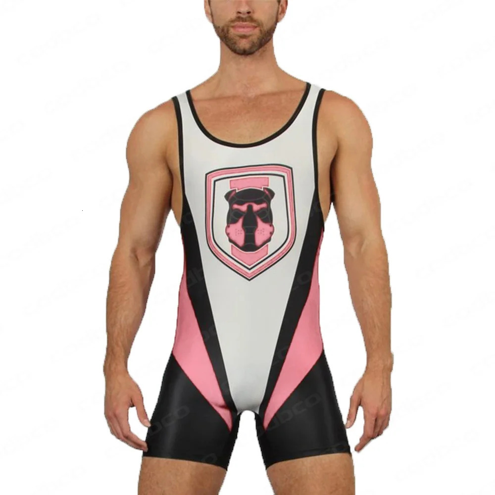 Mens Wrestling Singlets Suit One Piece Bodysuit Professional Coverall Training Competition Freestyle GYM Wrestling Skinsuit 240711