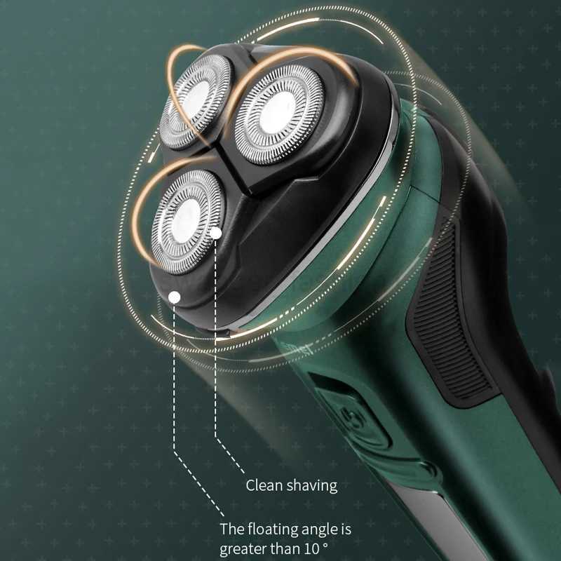 Kemei Lcd Dislay Waterproof Electric Shaver For Men Wet Dry Beard Electric Razor Facial Shaving Machine RechargeableB240709