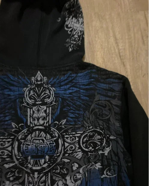 Man Hoodie American Retro Gothic Print Pullover Sweaters Men Y2K Street Leisure Trend Joker Sweater akatsuki Fashion Loose 240712
