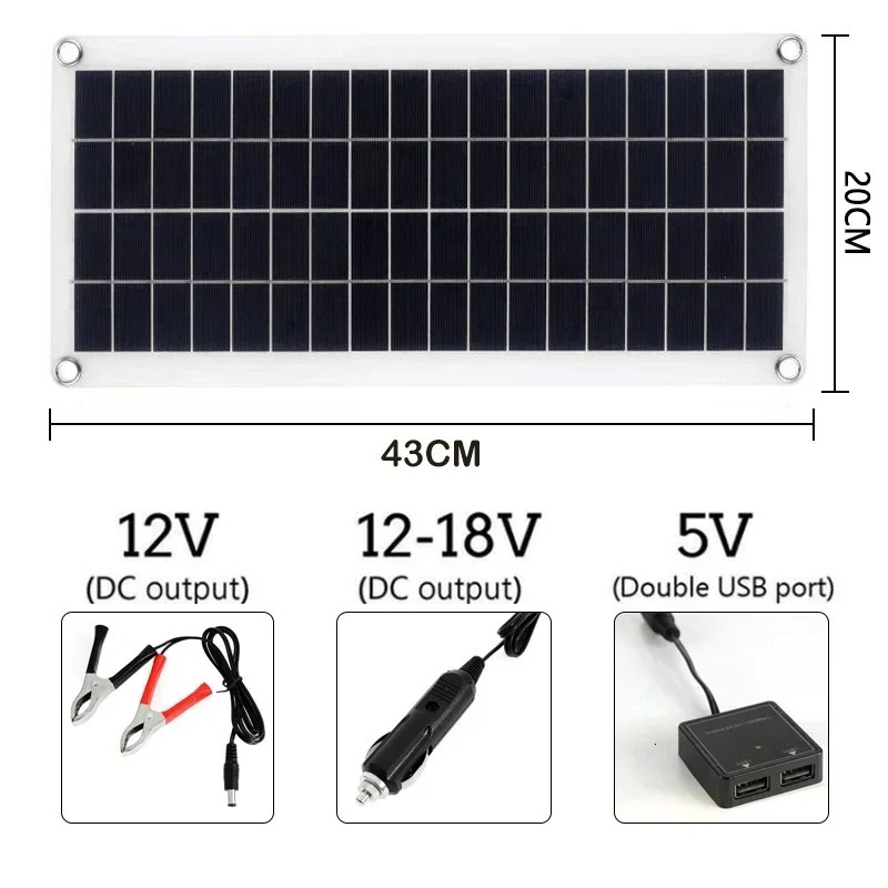 1000W Solar Panel 12V Cell 10A100A Controller for Phone RV Car MP3 PAD Charger Outdoor Battery Supply 240711