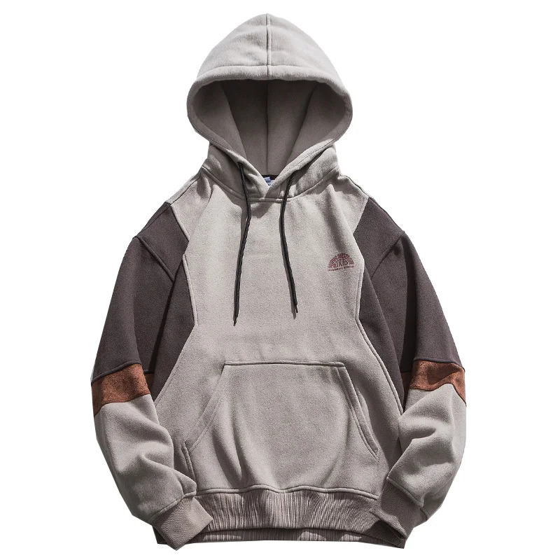 Plus Size Autumn Winter Korean High Quality Fleece Patchwork Hoodie Men Clothing Harajuku Japanese Streetwear Hip Hop Sweatshirt 240712
