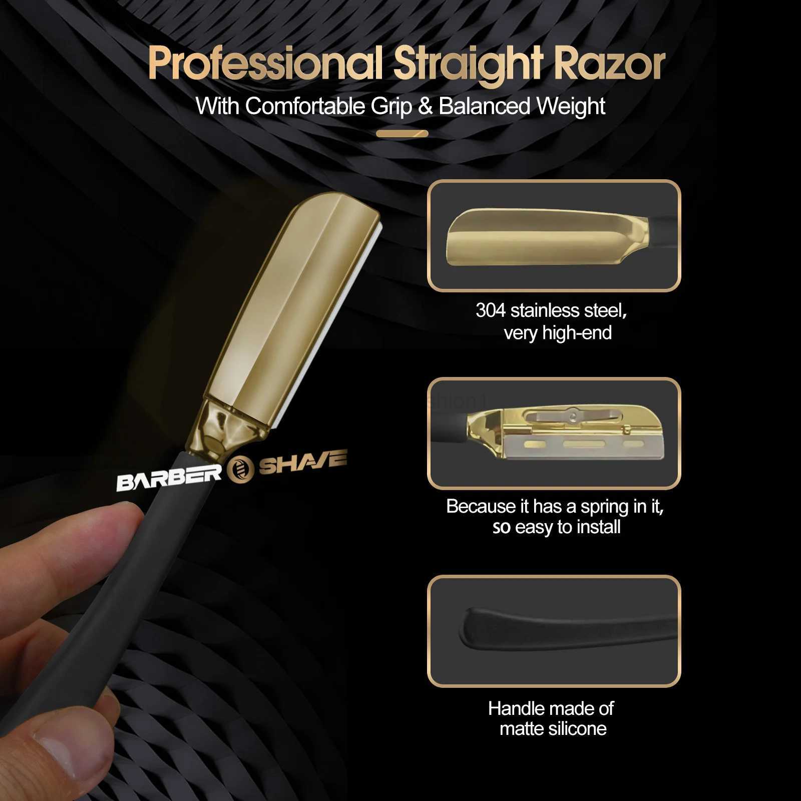 Professional Barber Razor For Haircut Hairdresser Manual Shaver Straight Edge Men Shaving Tools Shave Beard Cut Stainless SteelB240709