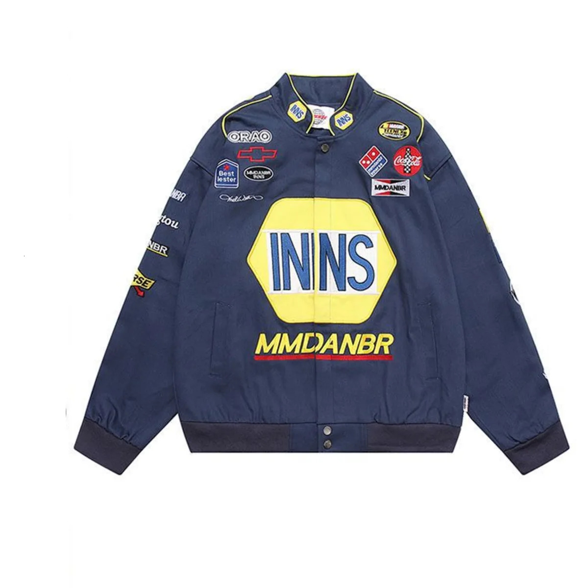 Hip Hop Y2k Racing Loose Jackets Baseball Coat Embroidery Men Women Spring Autumn Long Sleeve Bomber Motorcycle Racer Coat Top 240715