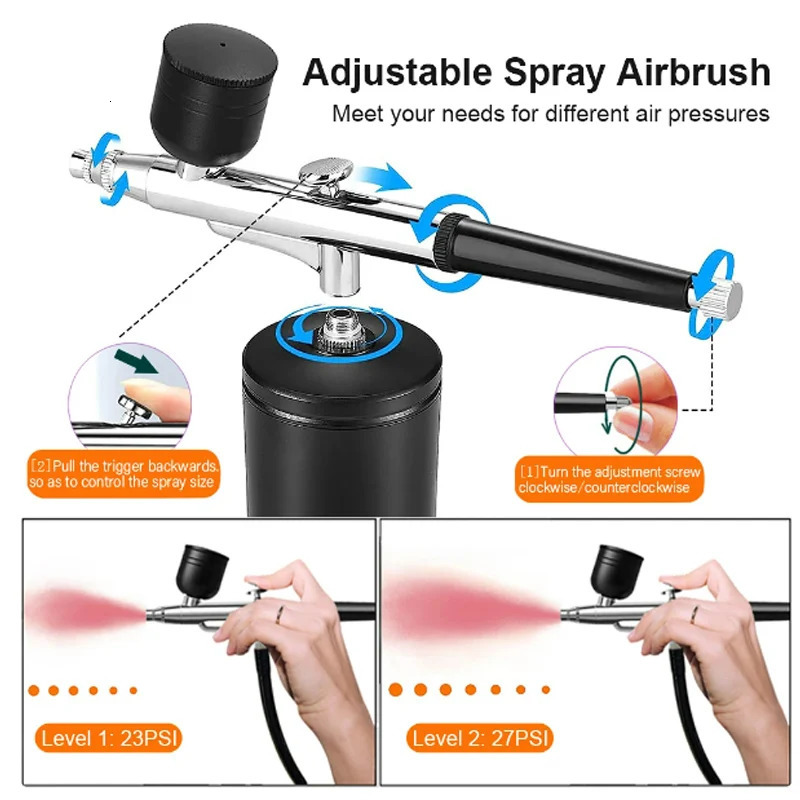 Airbrush Nail With Compressor Portable Air Brush Nail Paint Compressor For Nails Art Cake Painting Craft Airbrush Compressor 240711