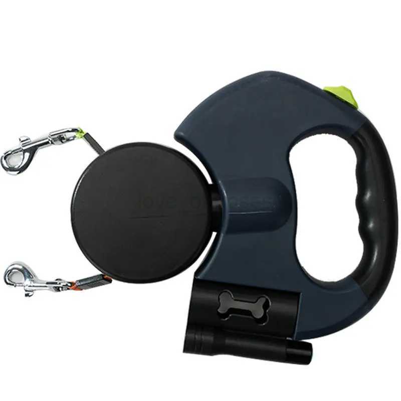 One-to-two Dog Rope Automatic Retractable Reflective Dog Leash Medium Small Dog Teddy Pomeranian 2-in-1 Double-Headed Dog WalkerM240718