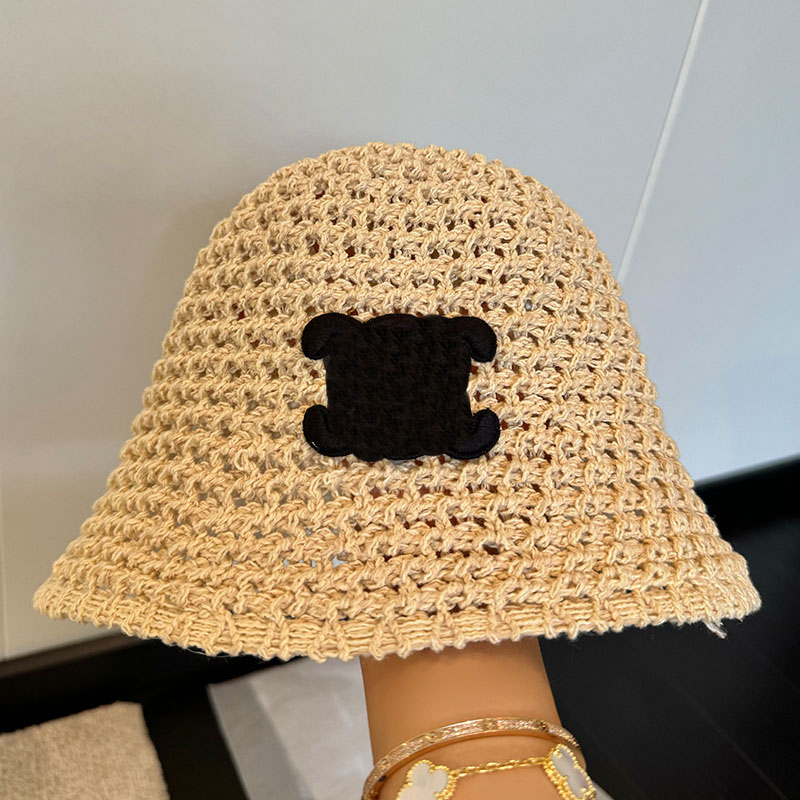 Designer Straw Hat Sun Protection Panama Hat Seaside Retro Womens Sun Hat Solid Beach Bucket Hats