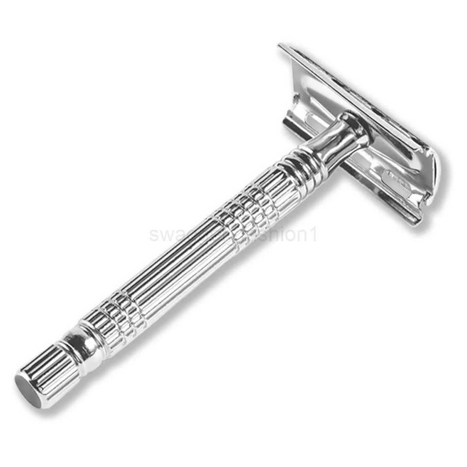 Stainless Steel Manual Safety Razor Set for Men Barber Shaver Hair Beard Remove Tool Double Edge Barbeador Razor with 1 BladeB240709