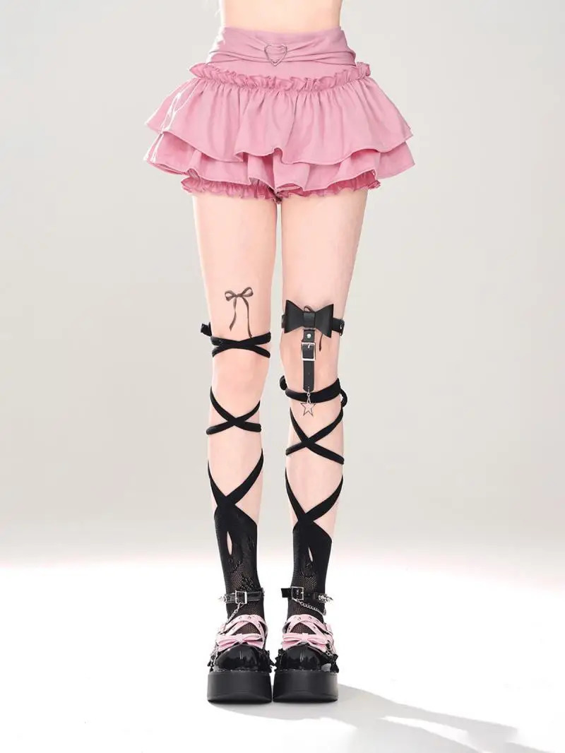 Summer Sweet Lily Minimalist Versatile Mini Skirts Solid Color High Waist Elastic Pleated Shirring Womens Short Skirts 240710