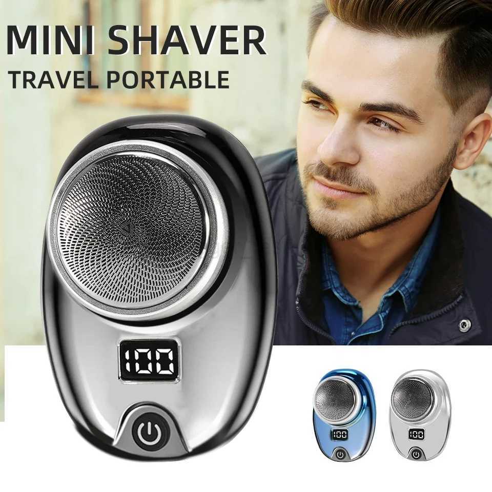 Portable Mini Electric Rechargeable Shaver Digital Power Display Mens Razor Waterproof Cordless Razor Beard Shaver for Face BodyB240709