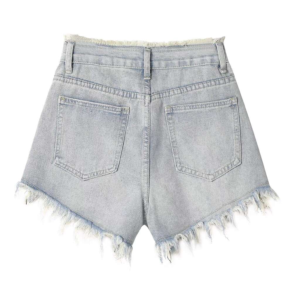 InmonLee's niche design style, fringed straight leg jeans, children's summer new high waist slimming versatile shorts