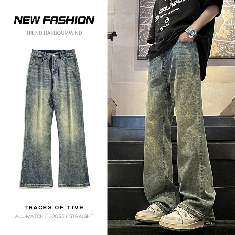 Summer New High Street Micro La Jean Men's Button Style Trendy Versatile Elastic Pants