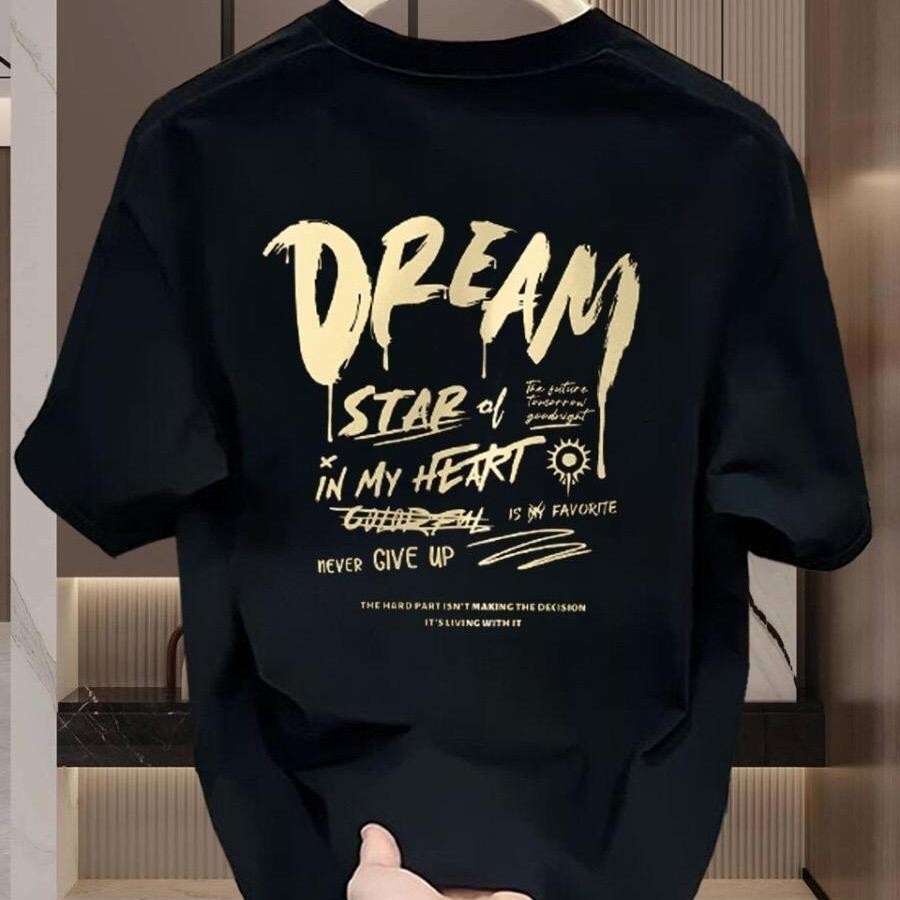 Korea COD, DREAM, 2024 fashion trend, 100% pure cotton new short sleeved printed letter T-shirts, Kuala Lumpur local store, free shipping, COD