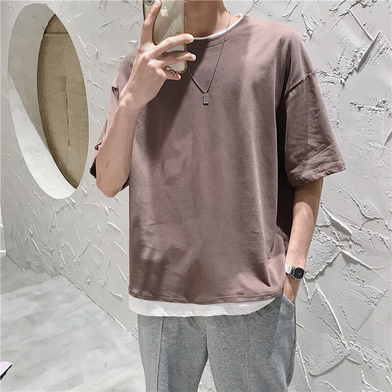 t shirt Men Oversize Korean Short Plus Size Half Sleeve t-shirts Plain Clothes Fashion Tops T-shirt bu man shirts
