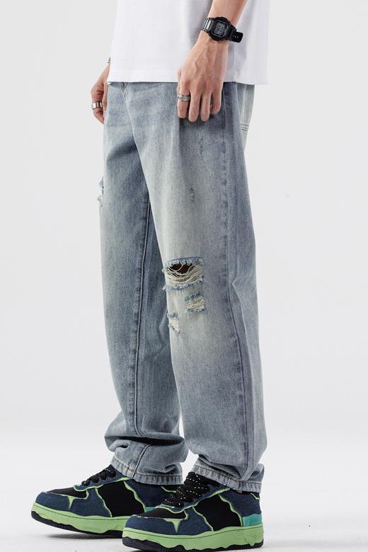 2024 New Brand Jeans for Men, Loose Large Size, Trendy Piercing, Men's Versatile Pants