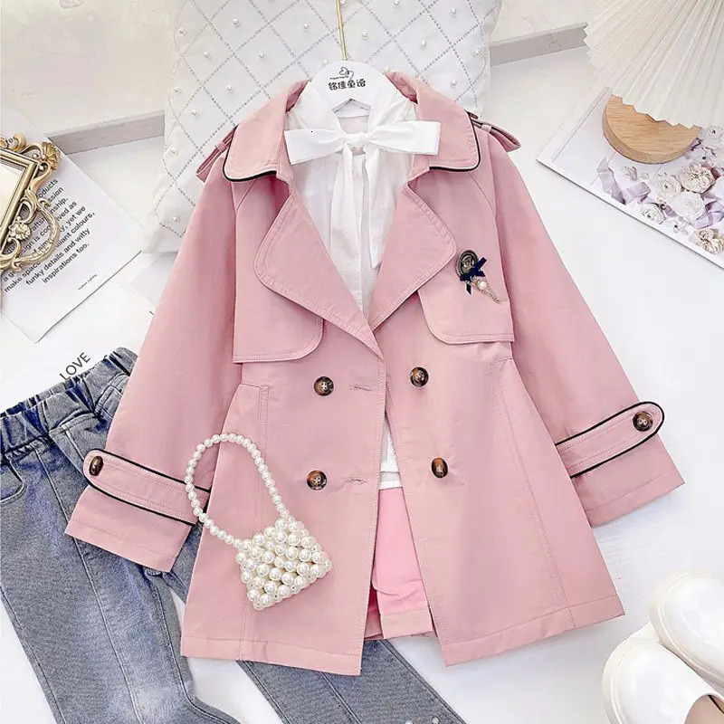 Baby Kids Fall Teenage Elegant Trench Princess Kids Formal Lady Elegant Outwear 5-12T 240710