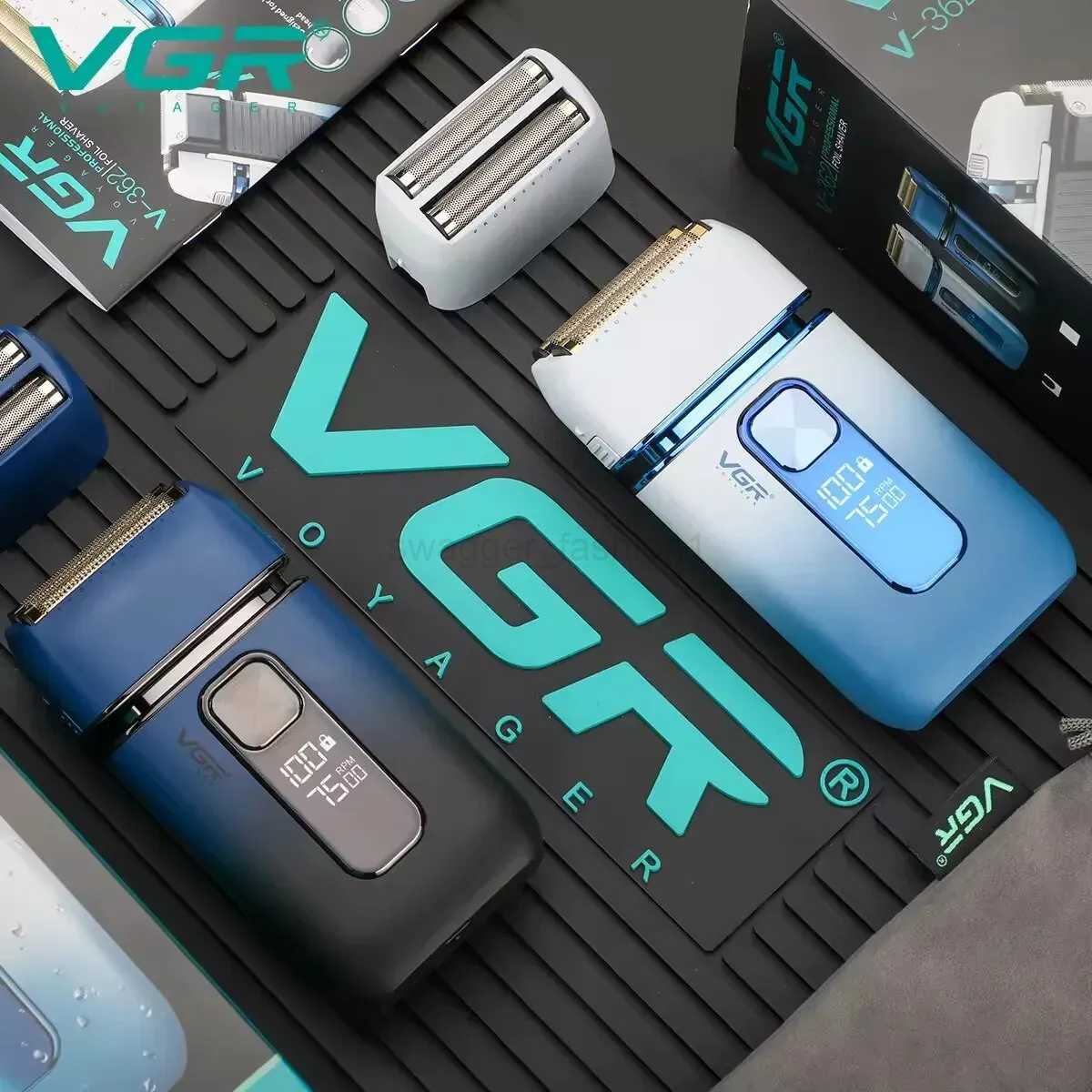 VGR Foil Shaver Professional Electric Shaver Washable Razor Rechargeable 2-Speeds LED Display Travel Lock Trimmer for Men V-362B240709