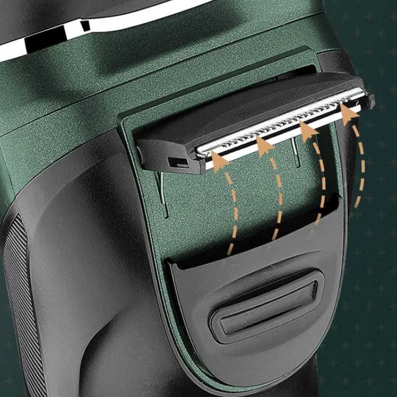 Kemei Lcd Dislay Waterproof Electric Shaver For Men Wet Dry Beard Electric Razor Facial Shaving Machine RechargeableB240709