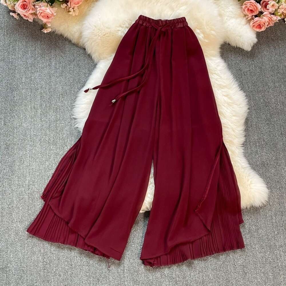 Elastic Waist Drape Wide for Women's Summer New Chiffon Straight Leg Trouser Thin Loose Casual Pants Jeans for Pregnant Women Waterproof Trousers