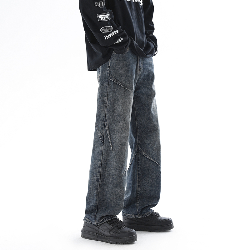 Wide jeans, loose fitting straight leg new American high street men's pants, autumn and winter workwear pants