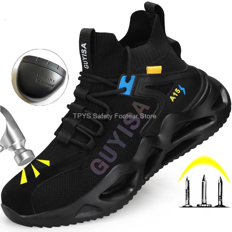 GUYISA Brand Man Steel Toe Anti-Smash Anti-Stab Safety Shoes Men Construction Work Boots Breathable