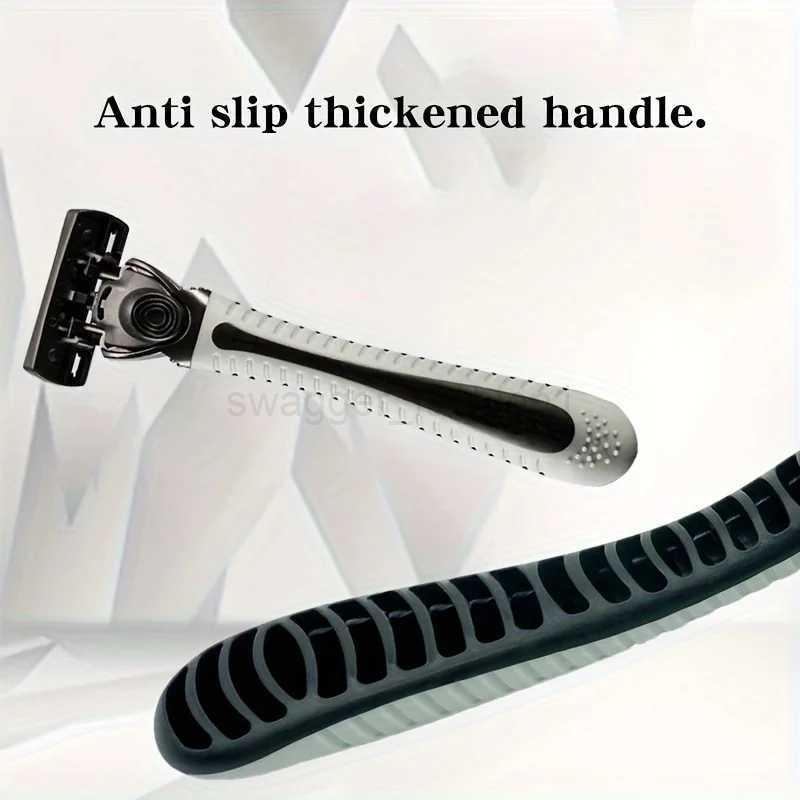 6-Layer Razor Head Manual Shaver Stainless Steel Classic Double Edge Blade Razor Safety Vintage Shaving Beard Moustache ManualB240709