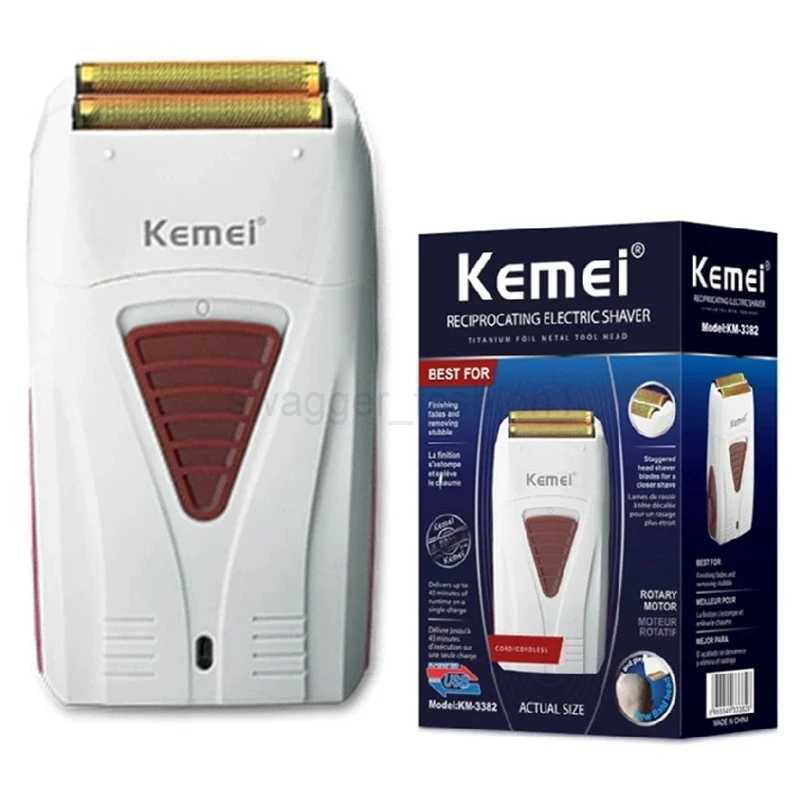 Kemei Rechargeable Hair Electric Shaver Beard Electric Razor For Men Bald Head Shaving Machine Foil Titanium Cordless ShaperB240709