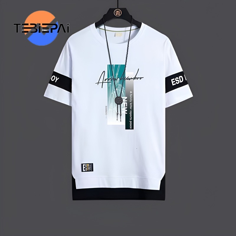 Men's casual sports Korean version loose fitting youth student short sleeved T-shirt trend two-piece set bu men
