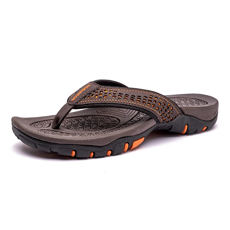 Jumpmore Summer Flip Flops Men Shoes Outdoor Fashion PU Leather Flat Shoes Beach Holiday Shoes Size 40-50 240718