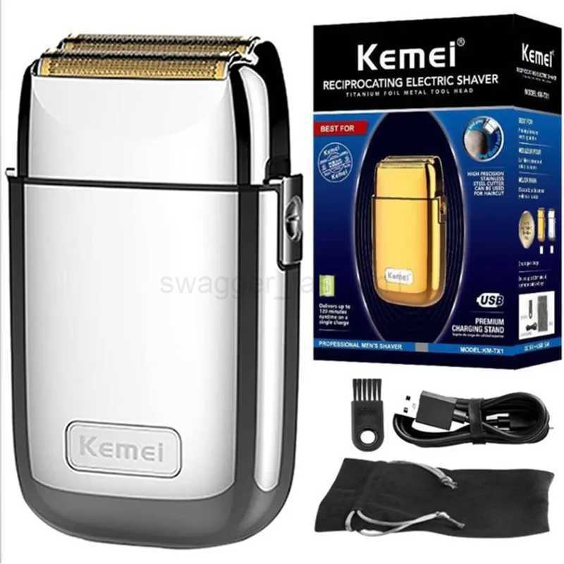 Kemei Tx1 Rechargeable Metal Housing Pro Electric Shaver For Men Hair Beard Electric Razor Bald Shaving Machine Finishing FadeB240709