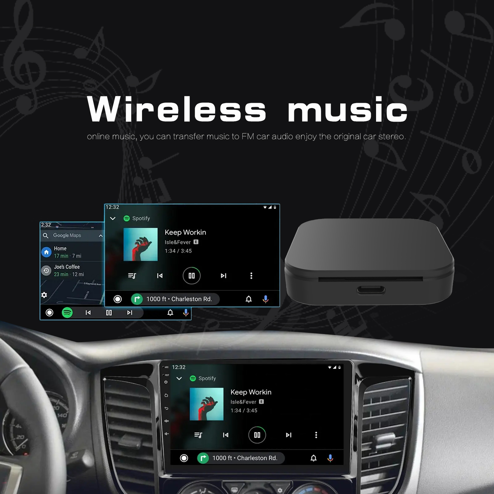 K1F wireless carplay adapter carplay / android auto 2 in 1 carplay converter box wired to wireless car gadgets electronic carplay dongle