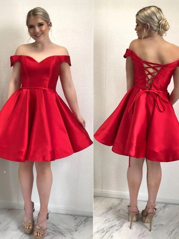 Short Sweety A E Homecoming Off Shoulder Knee Length Draped Mini Dresses Party Gowns Bm